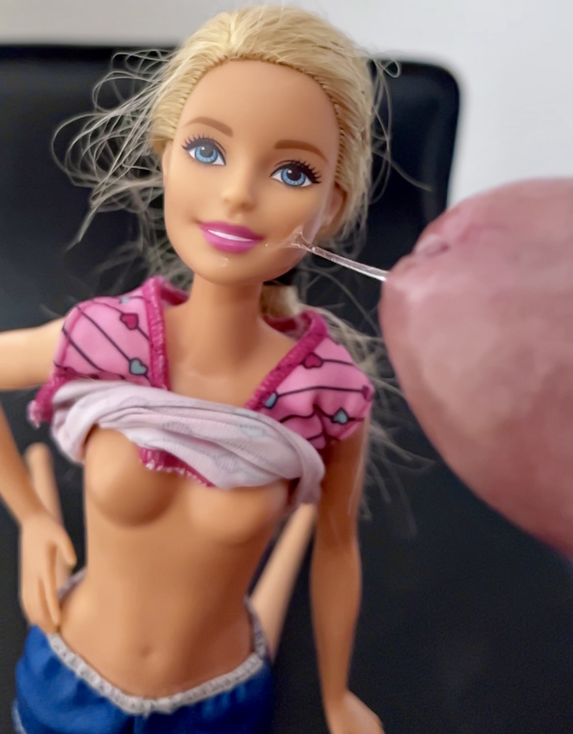 Secondhand store Barbie facial cumshot