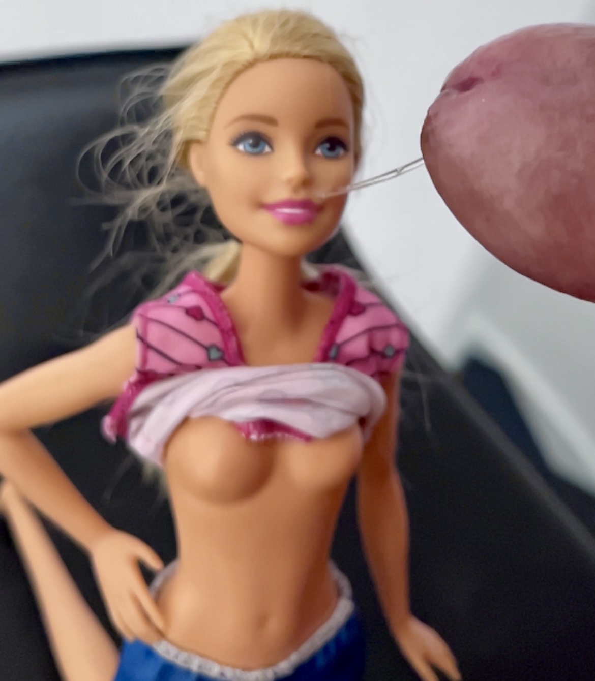 Secondhand store Barbie facial cumshot