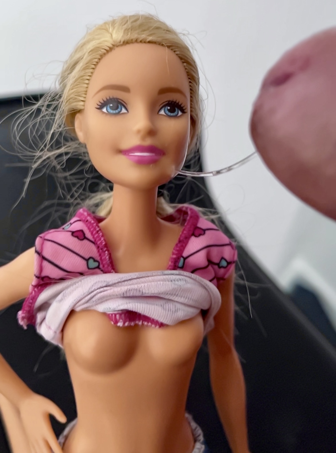 Secondhand store Barbie facial cumshot