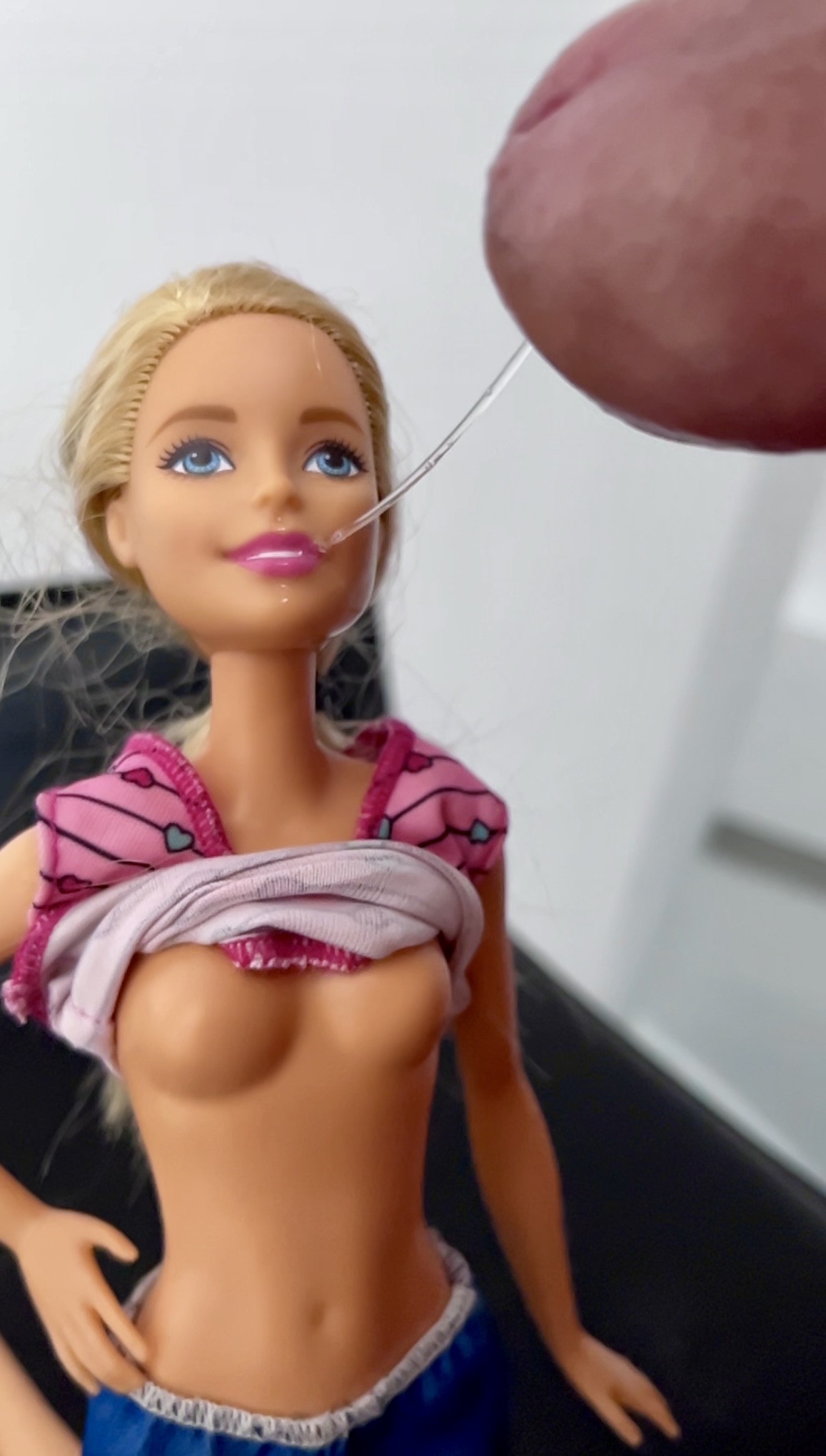 Secondhand store Barbie facial cumshot