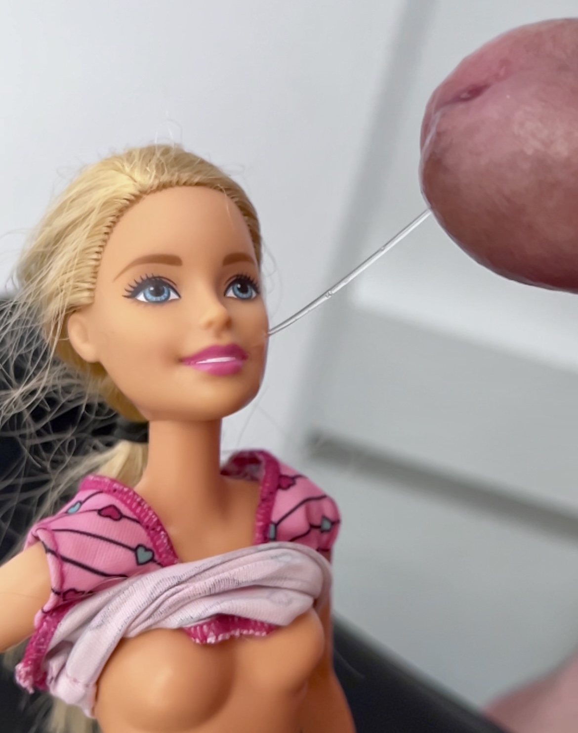 Secondhand store Barbie facial cumshot
