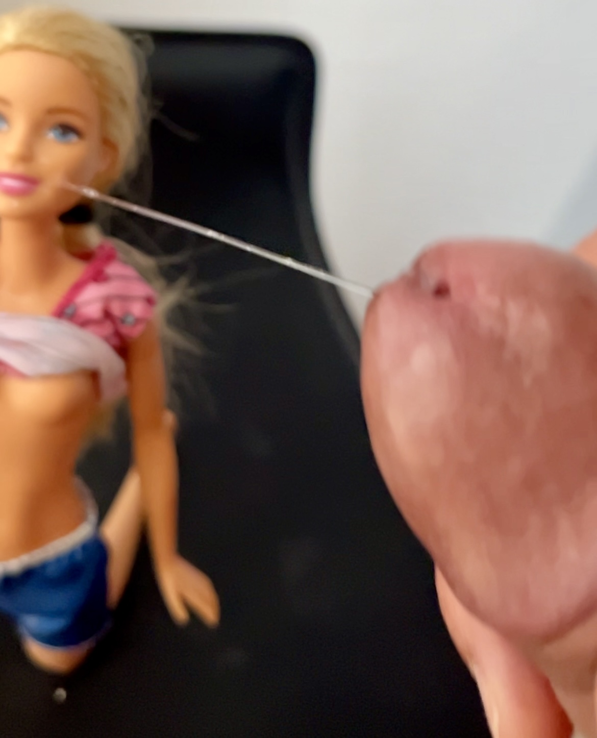 Secondhand store Barbie facial cumshot