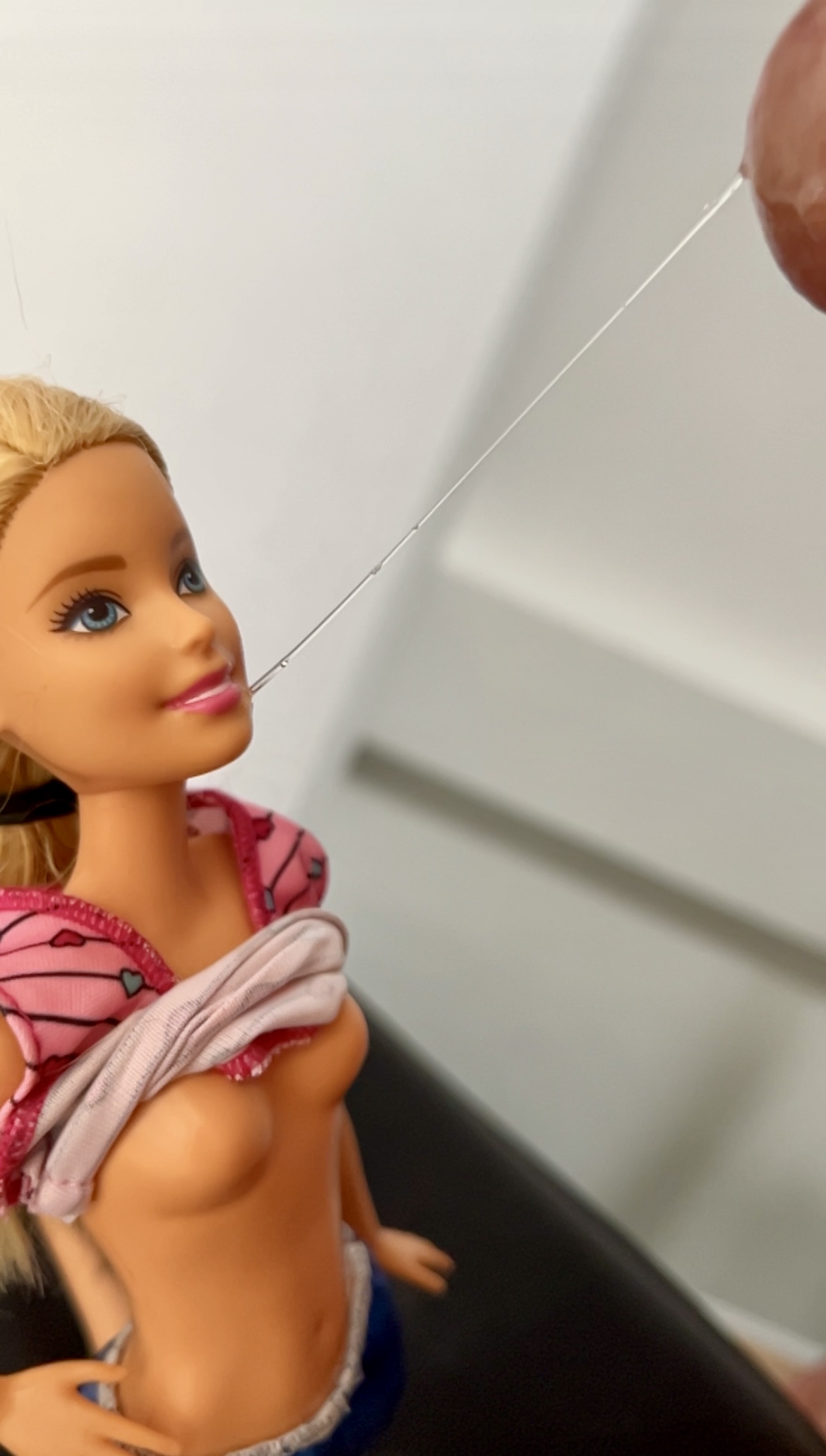 Secondhand store Barbie facial cumshot