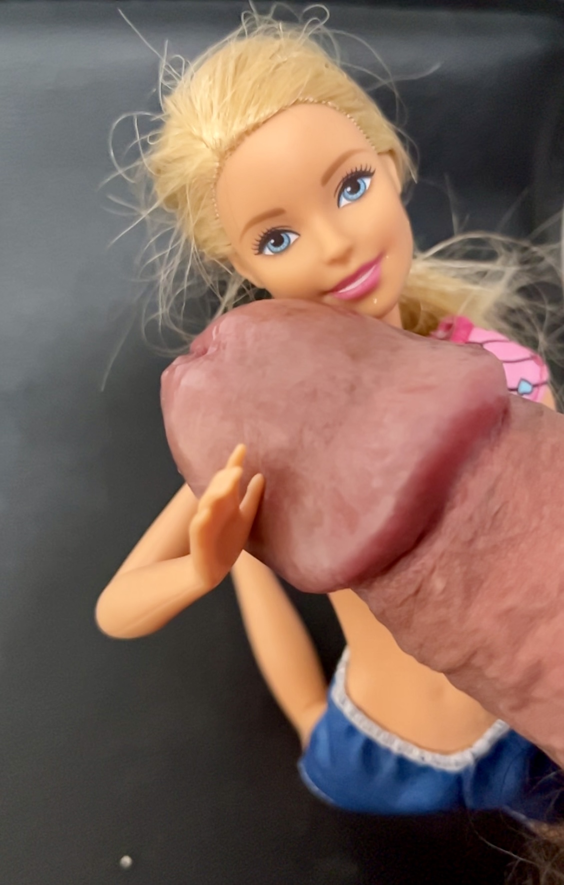 Secondhand store Barbie facial cumshot
