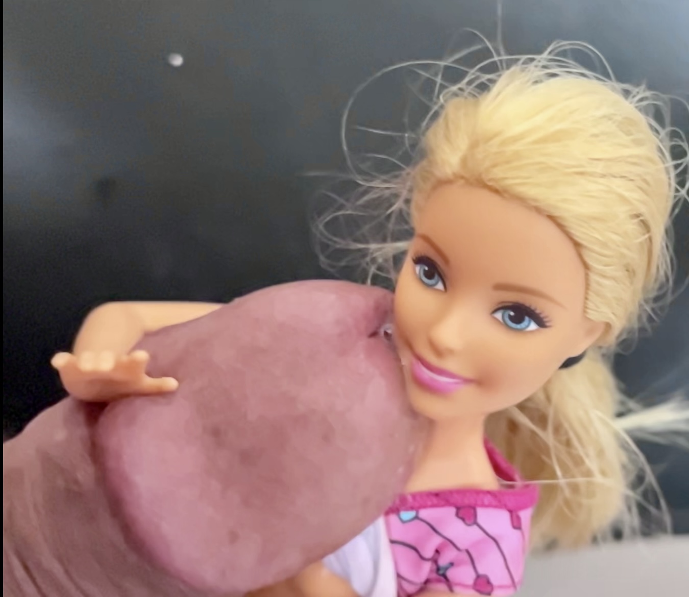Secondhand store Barbie facial cumshot