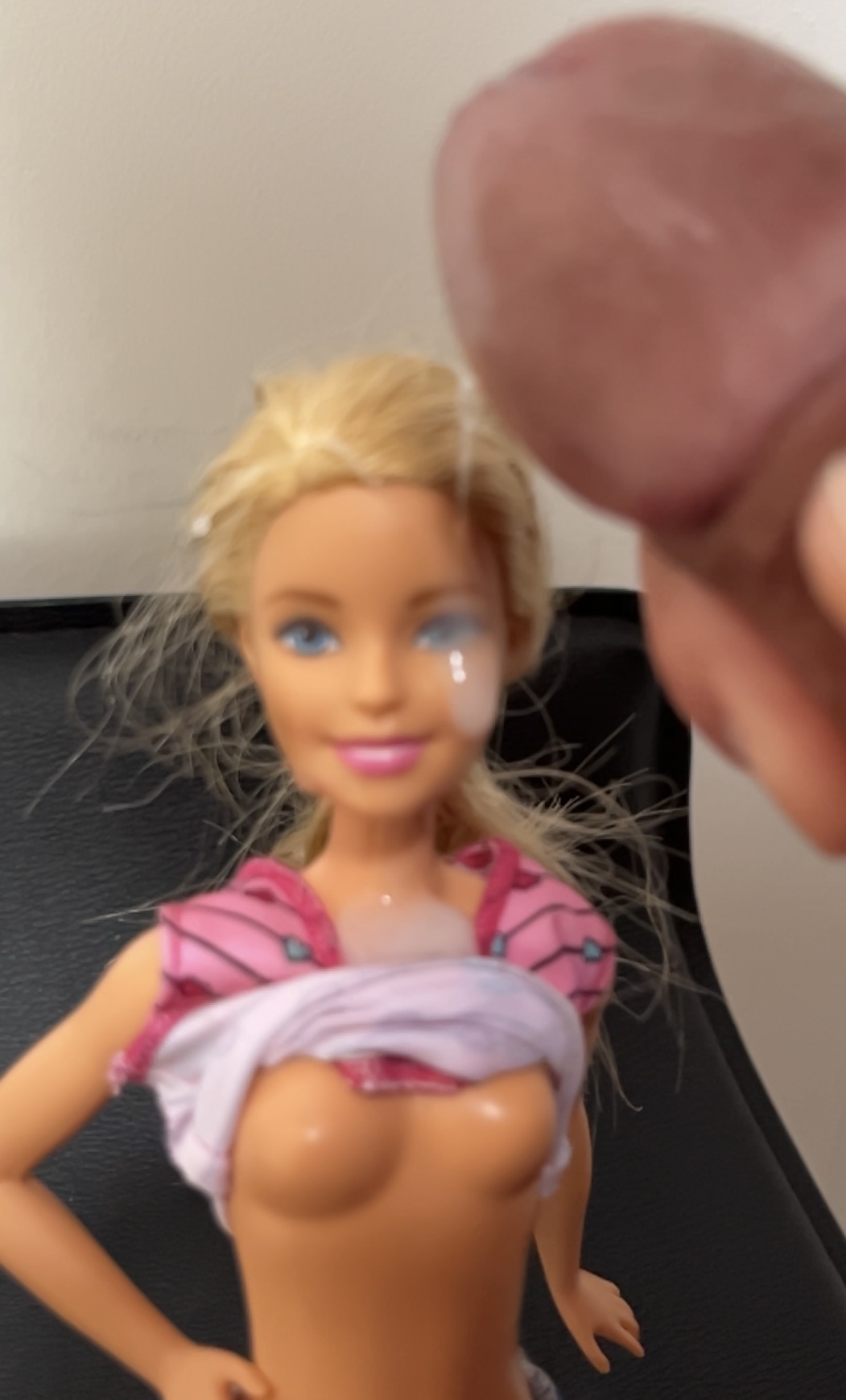 Secondhand store Barbie facial cumshot