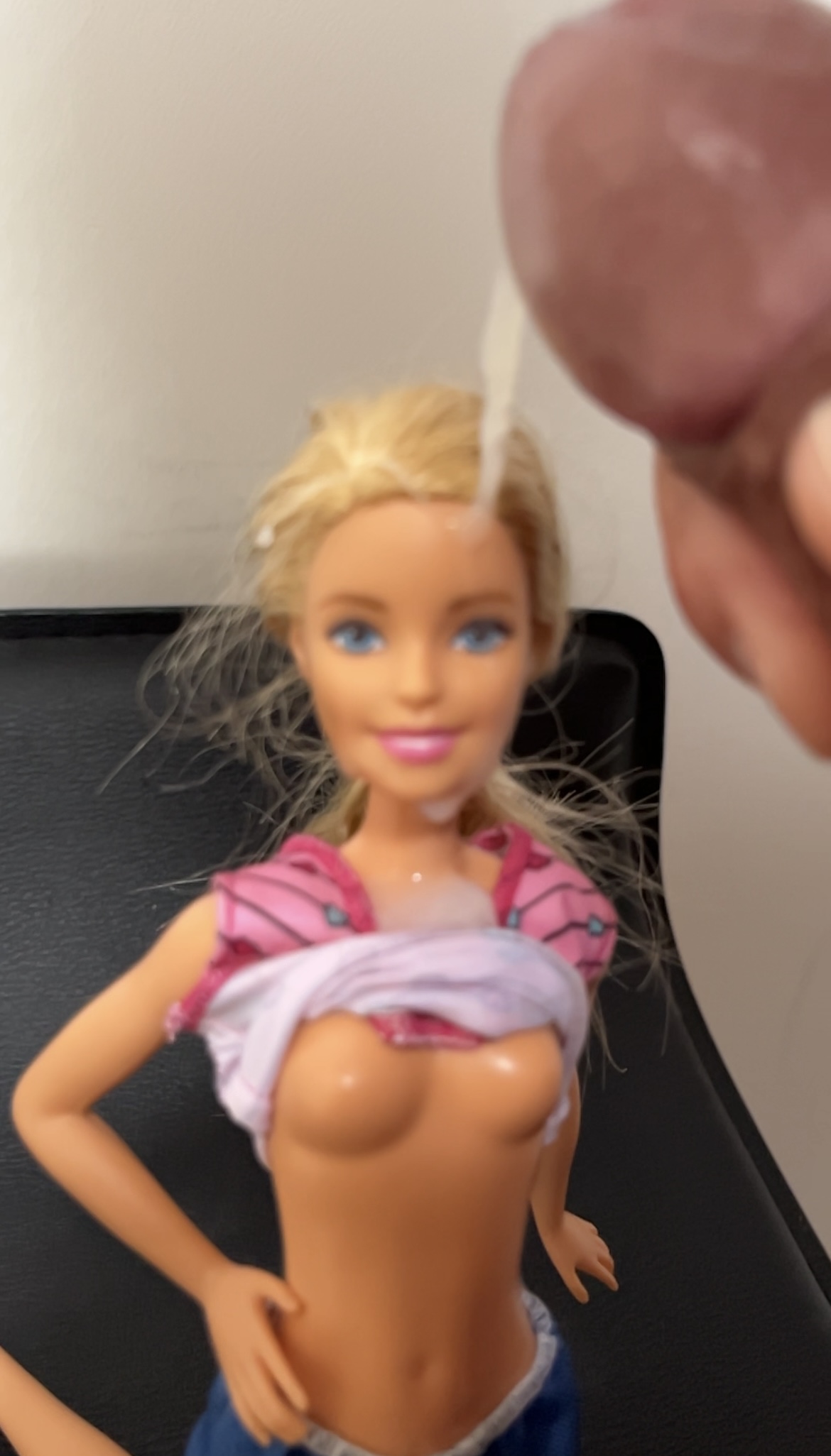 Secondhand store Barbie facial cumshot