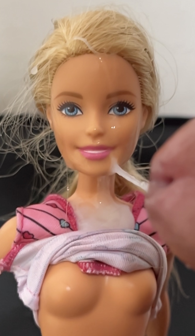 Secondhand store Barbie facial cumshot