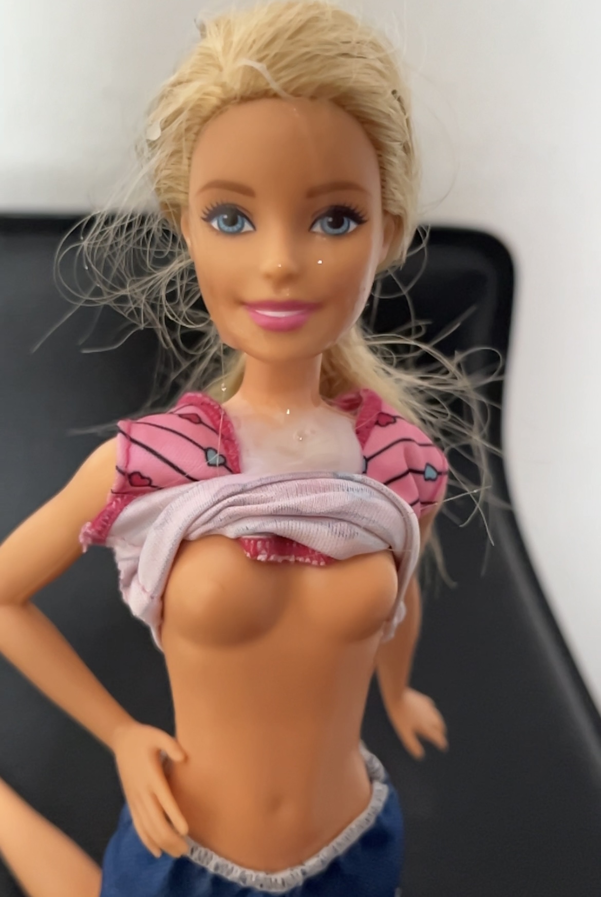 Secondhand store Barbie facial cumshot