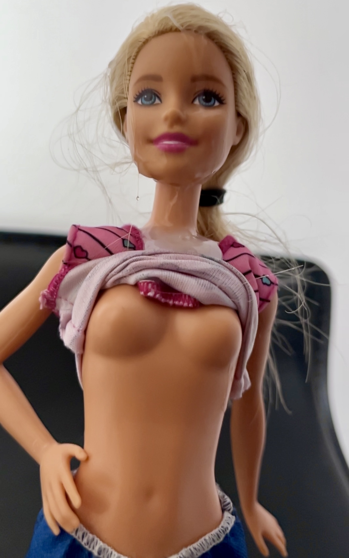 Secondhand store Barbie facial cumshot