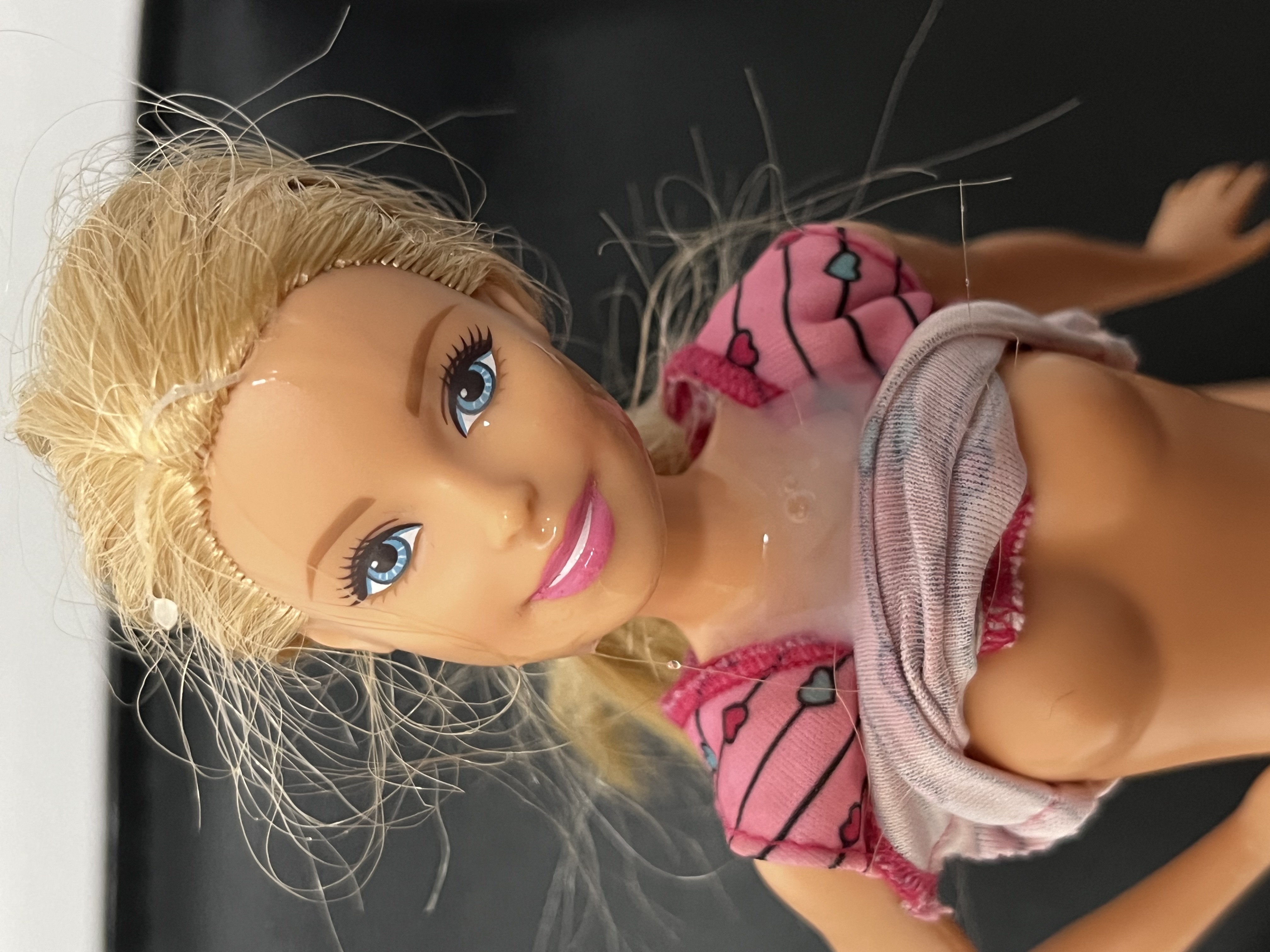 Secondhand store Barbie facial cumshot