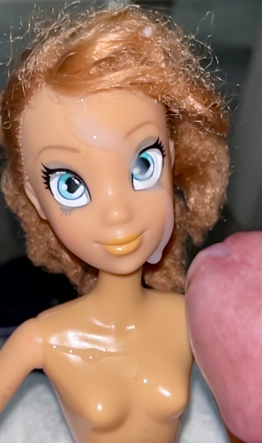 Secondhand store big blue eyes ginger Barbie doll cumshot
