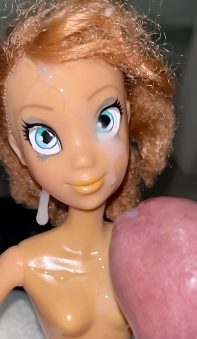 Secondhand store big blue eyes ginger Barbie doll cumshot
