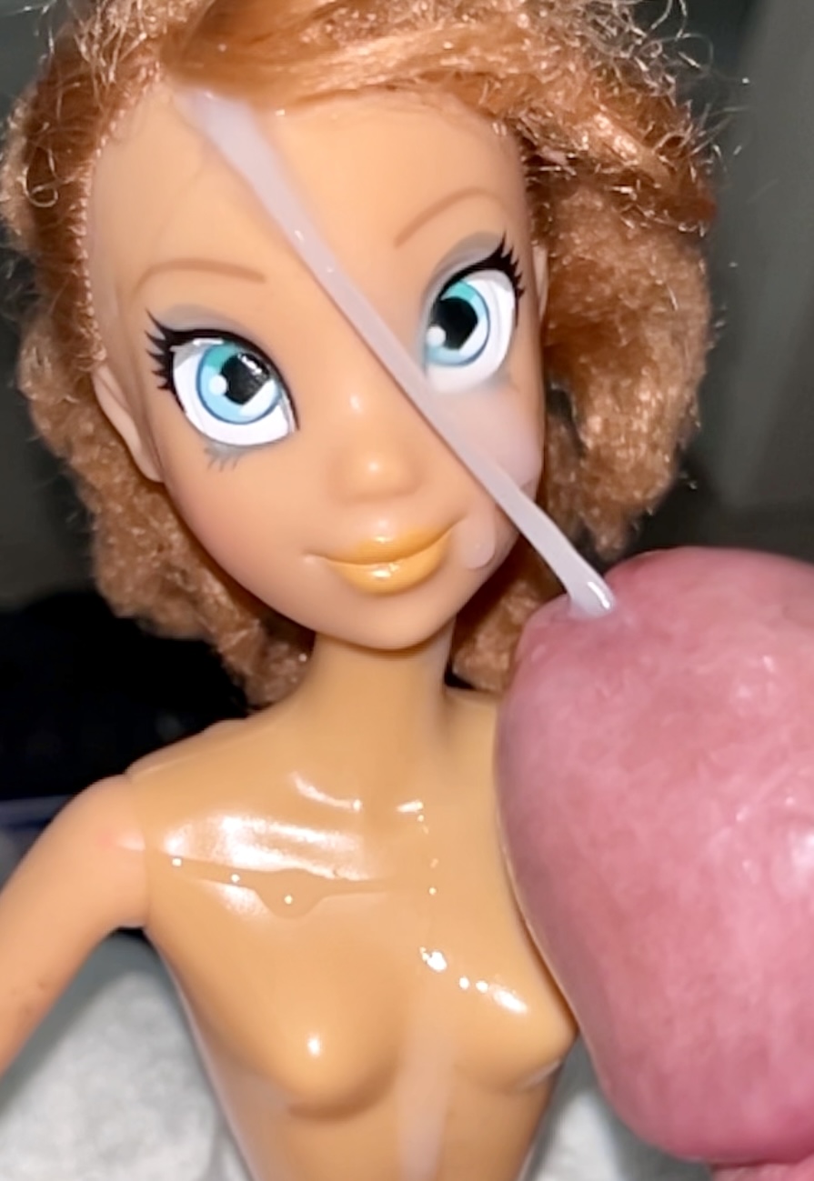 Secondhand store big blue eyes ginger Barbie doll cumshot