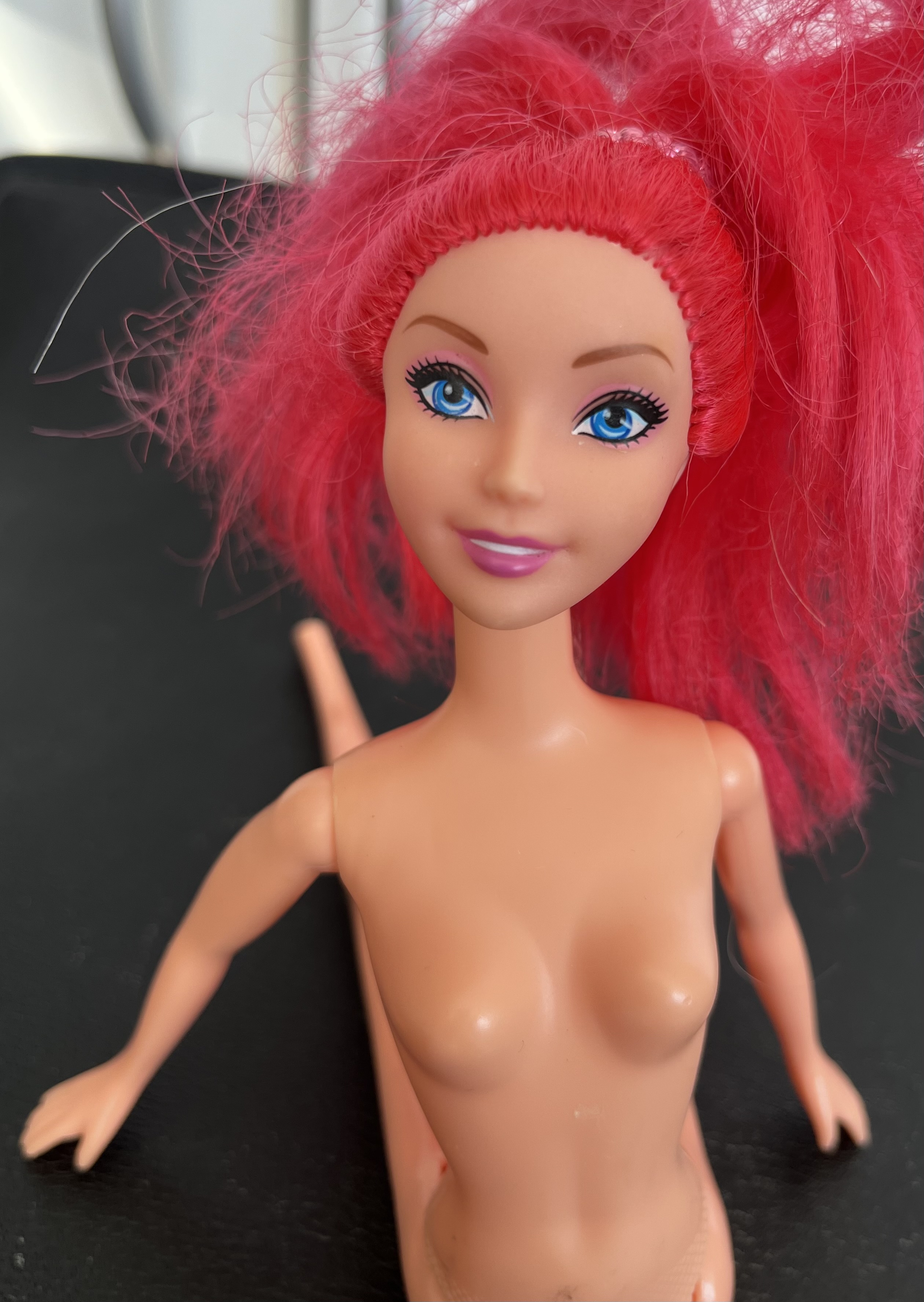 Secondhand store redhead fake Barbie precum and cumshot