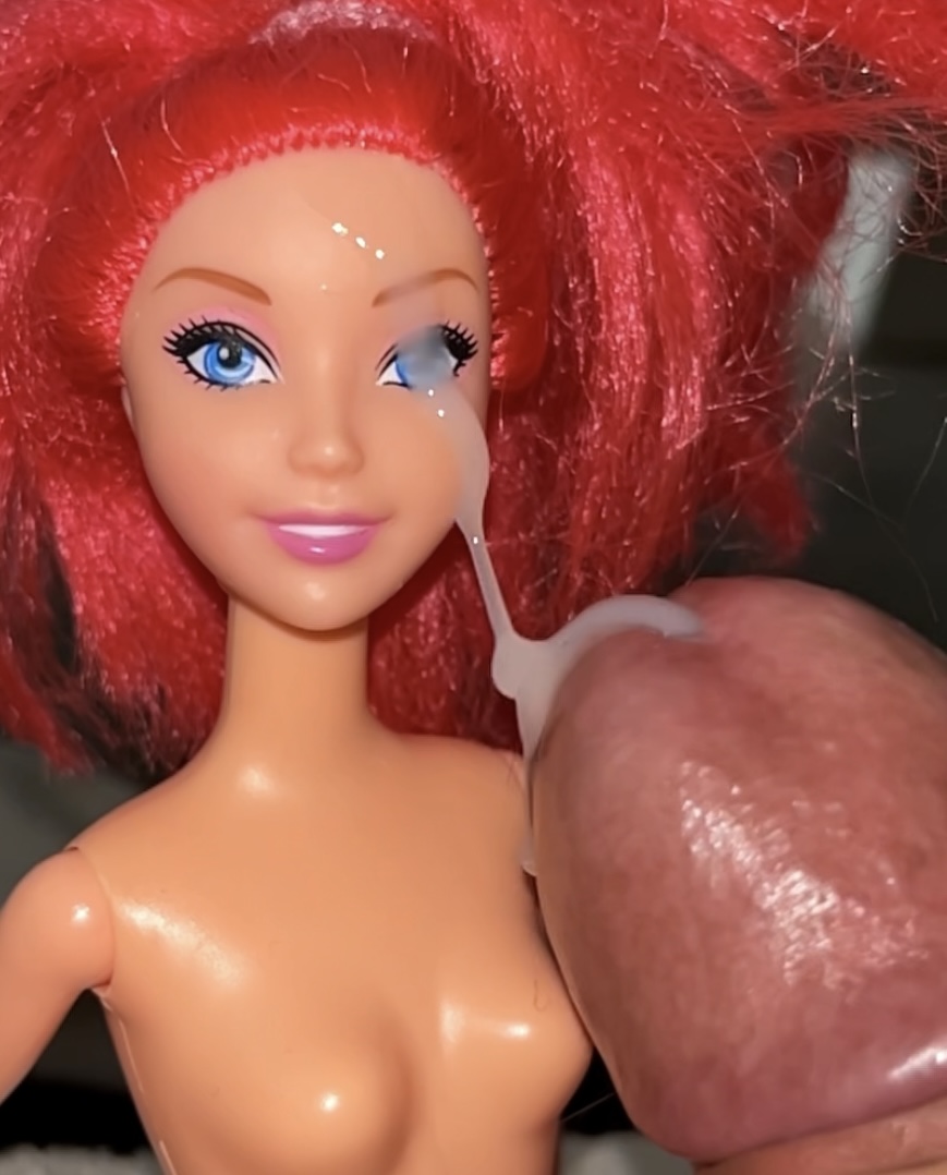 Secondhand store redhead fake Barbie precum and cumshot