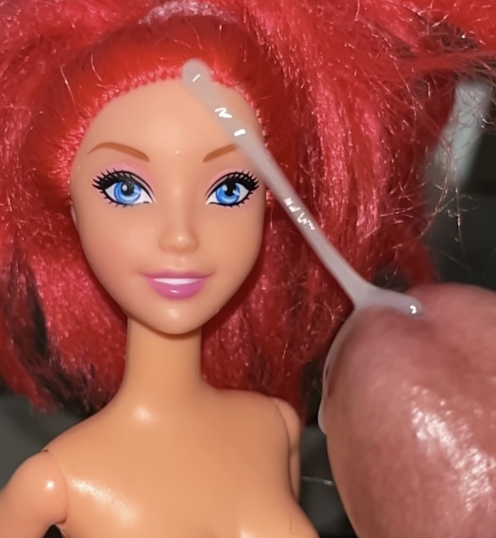 Secondhand store redhead fake Barbie precum and cumshot