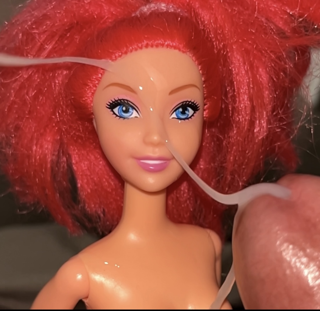 Secondhand store redhead fake Barbie precum and cumshot
