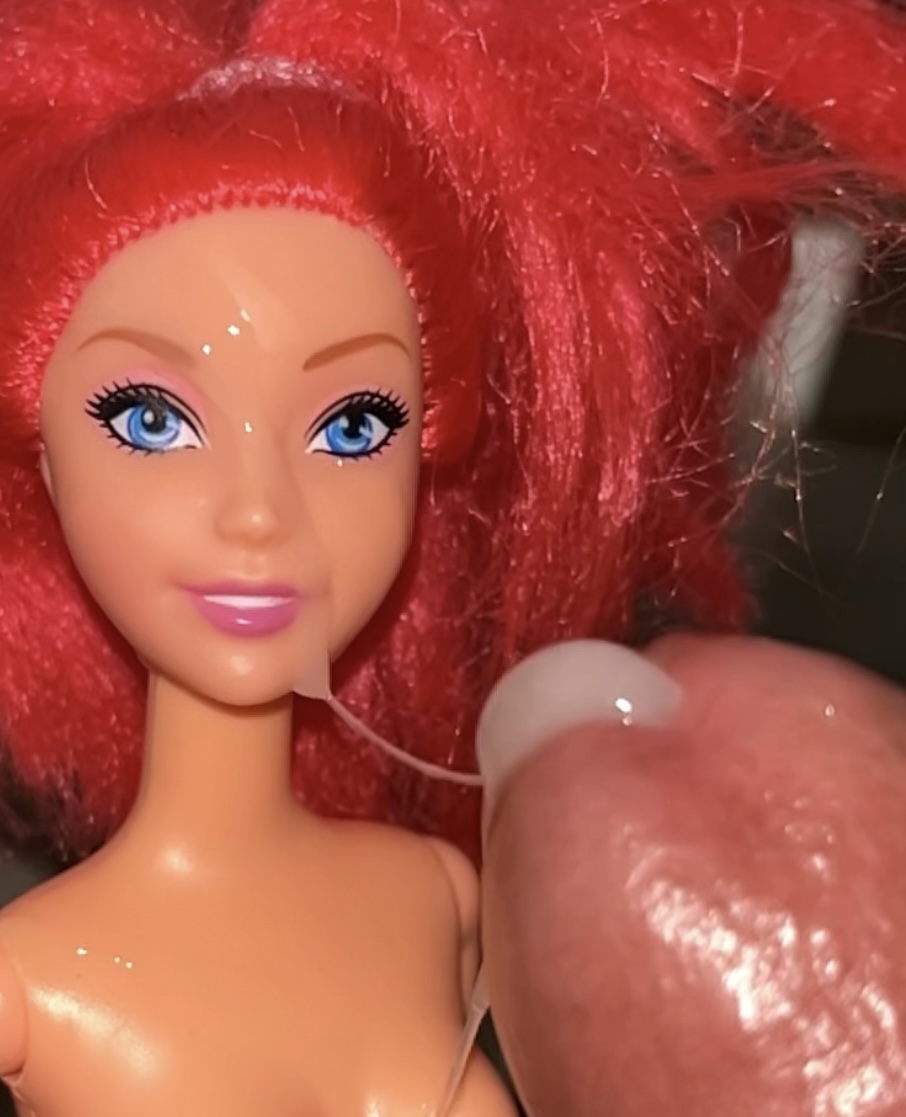 Secondhand store redhead fake Barbie precum and cumshot