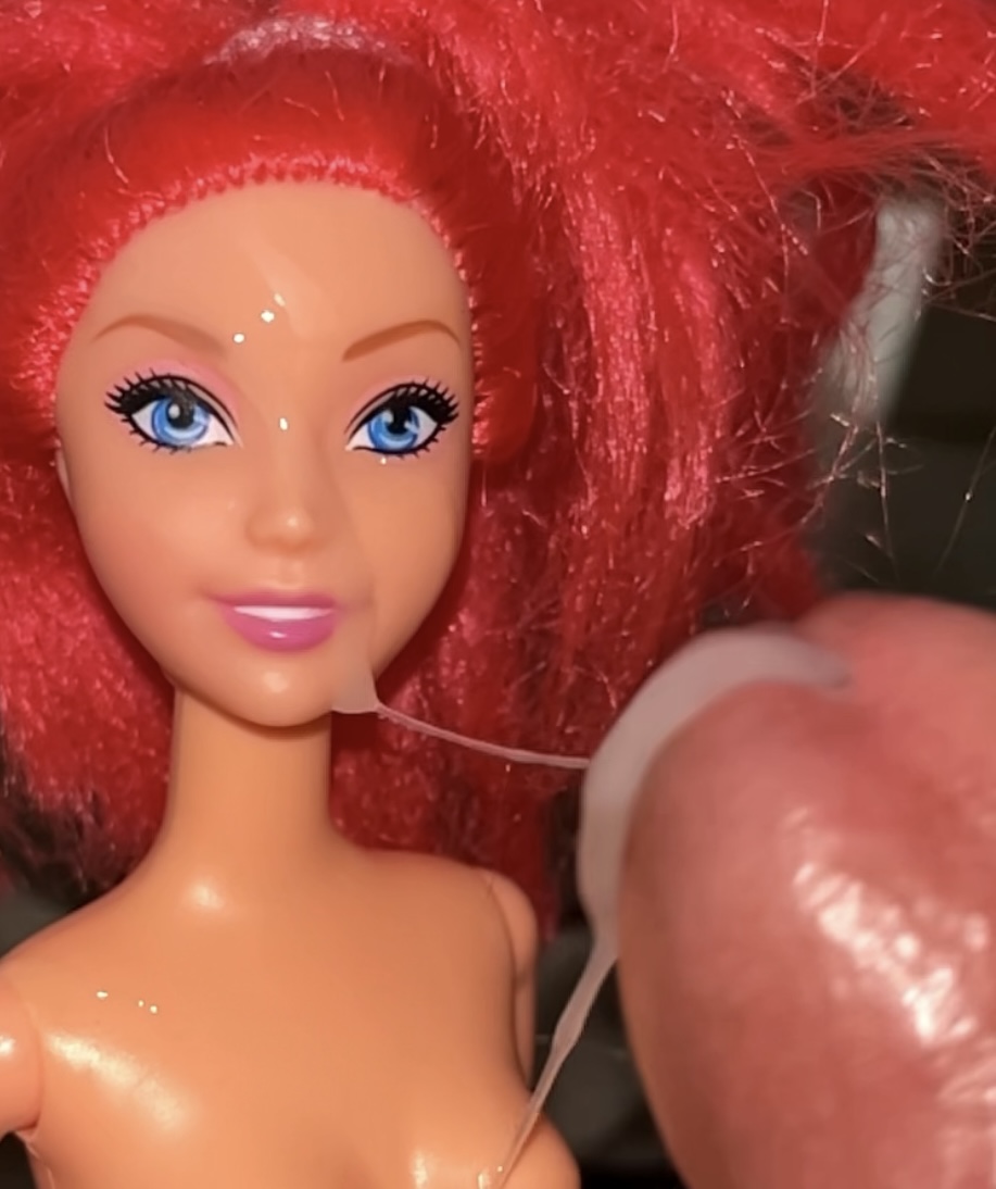Secondhand store redhead fake Barbie precum and cumshot