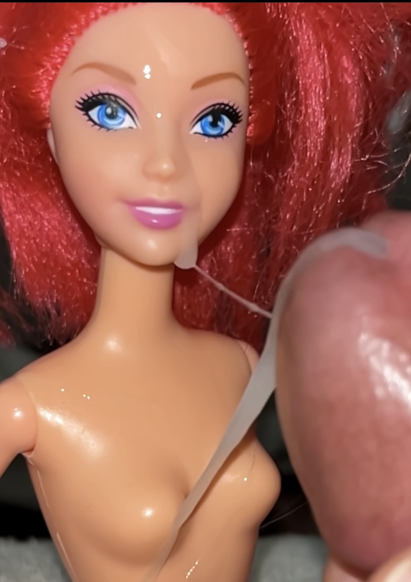 Secondhand store redhead fake Barbie precum and cumshot
