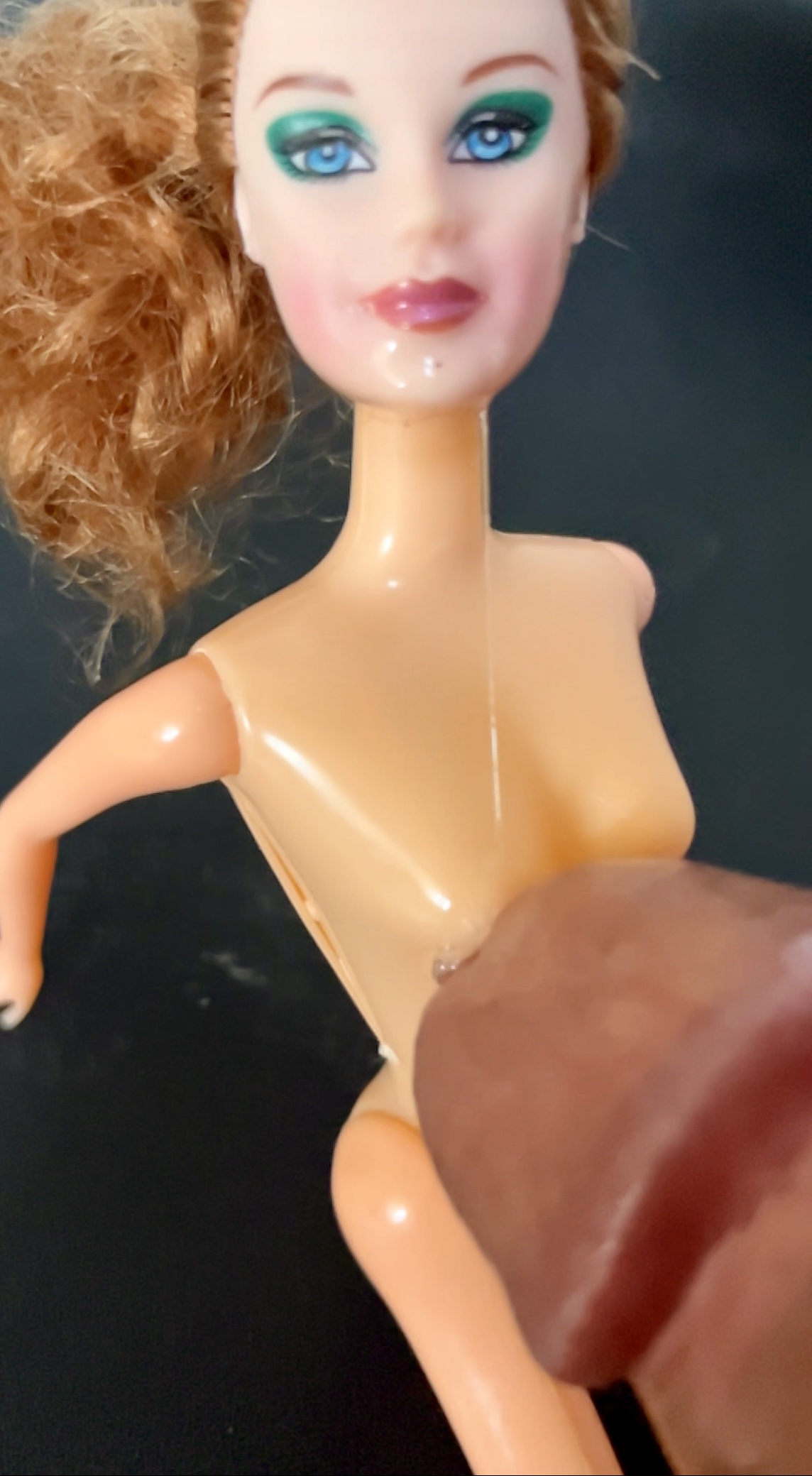 Slut faced Secondhand Barbie gets precum and cumshot facial