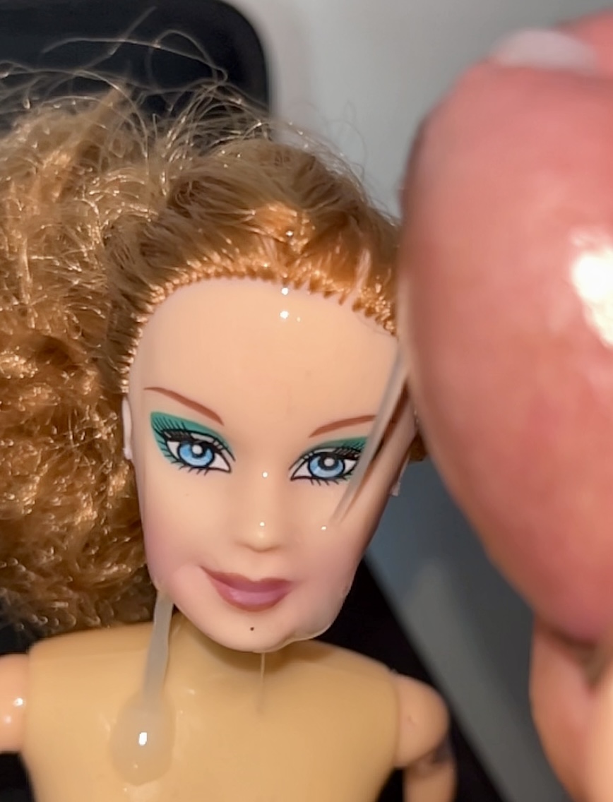 Slut faced Secondhand Barbie gets precum and cumshot facial