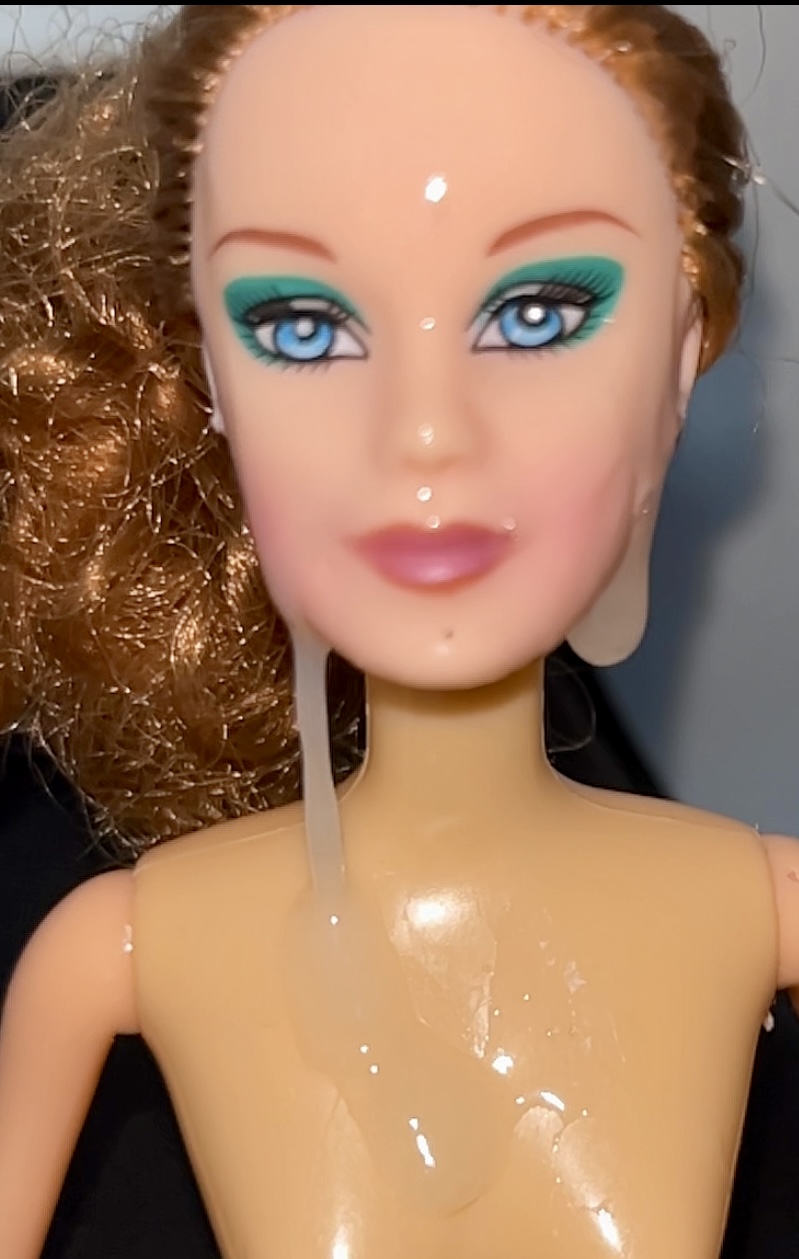 Slut faced Secondhand Barbie gets precum and cumshot facial