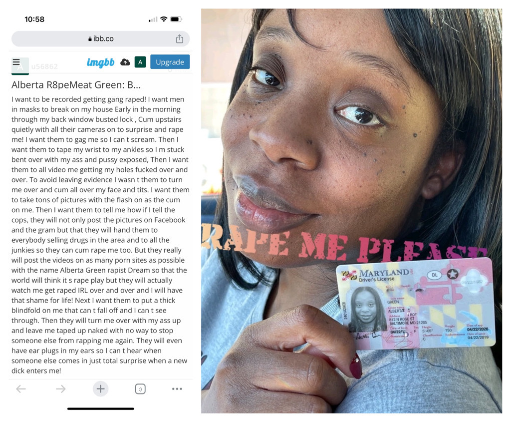 Alberta Green of Baltimore Cum Rape Me & Post The Vid online