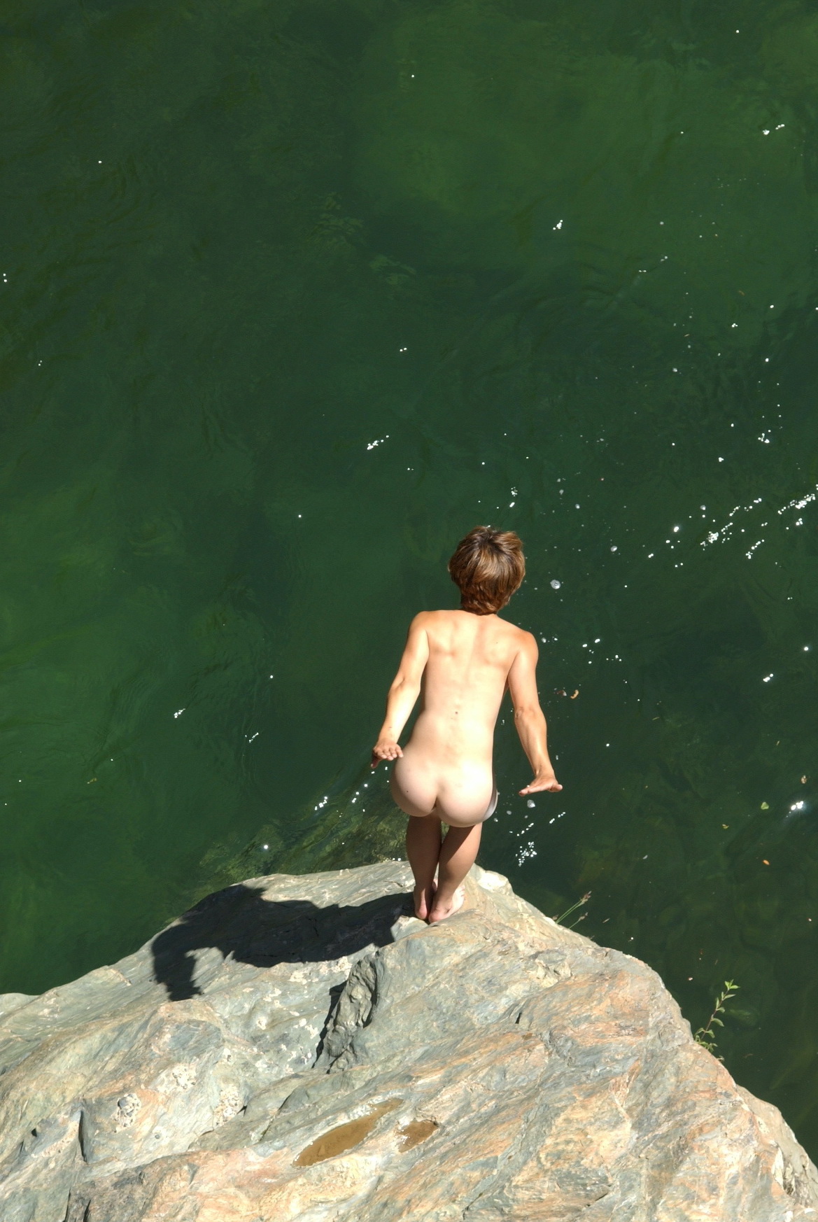 Cliff jumping near his house