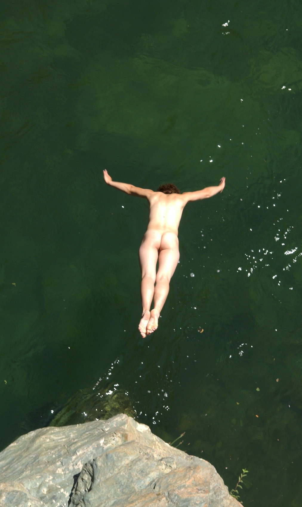 Cliff jumping near his house