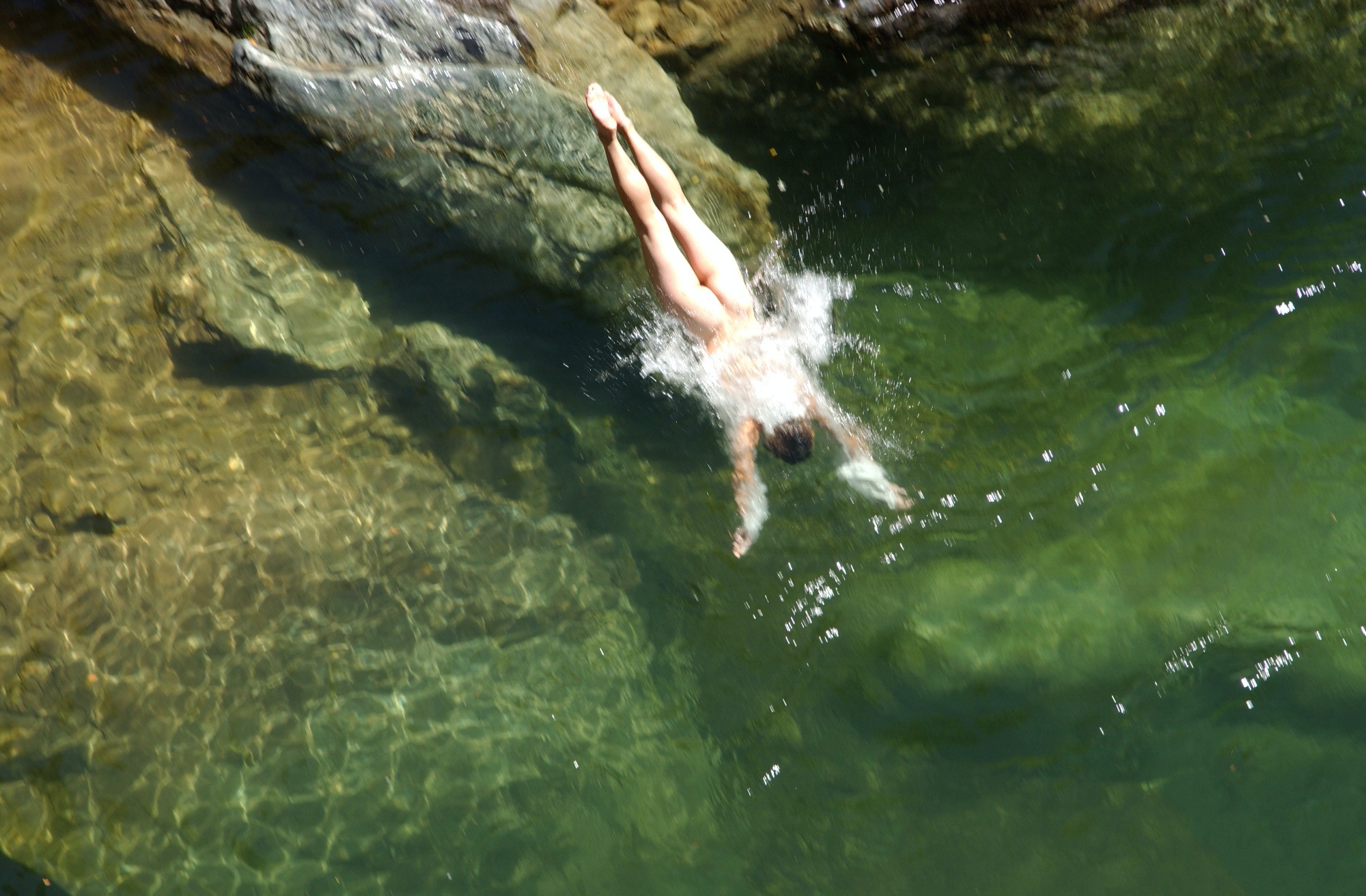 Cliff jumping near his house