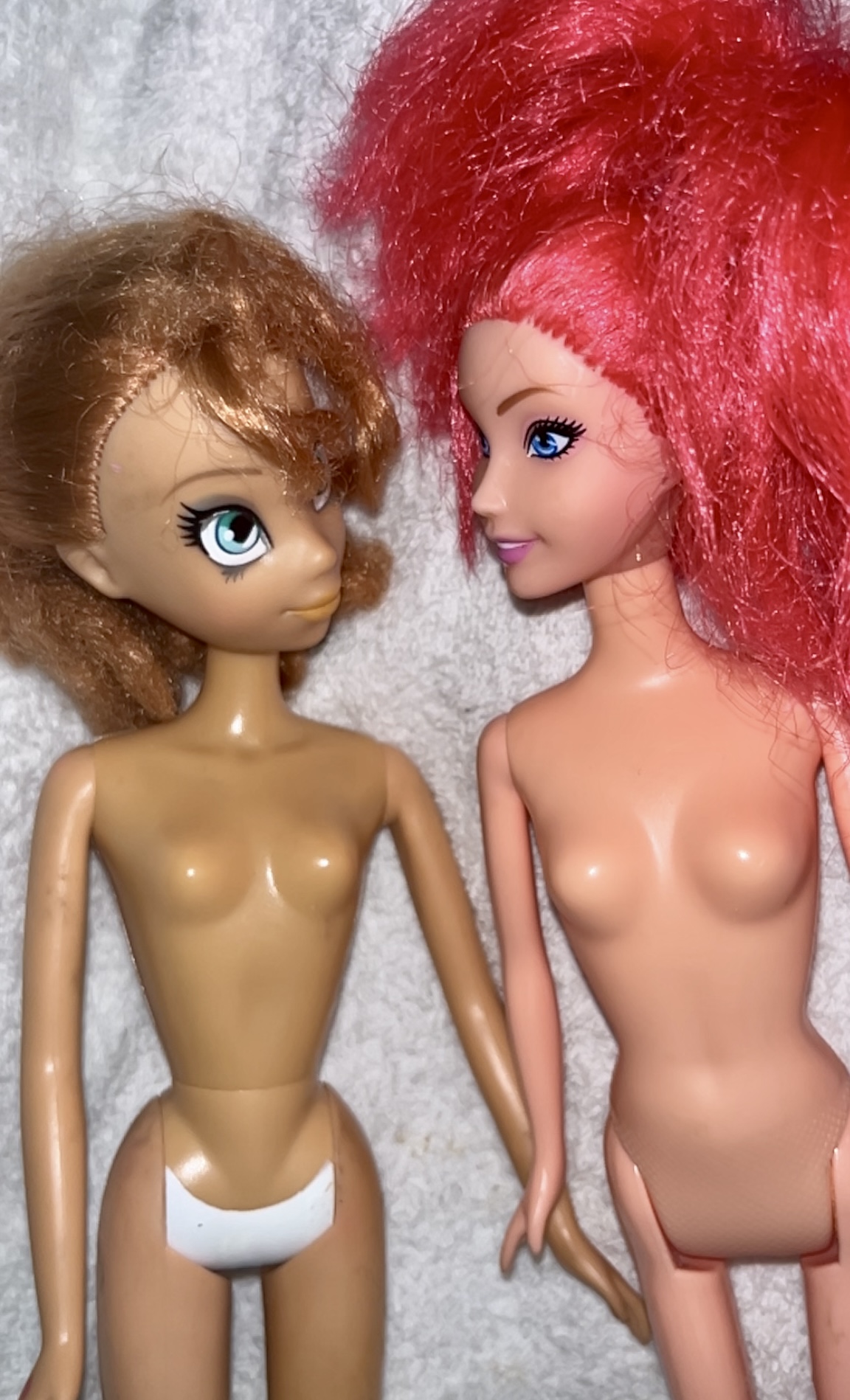 Ginger and Redhead Barbie doll cumshot facial