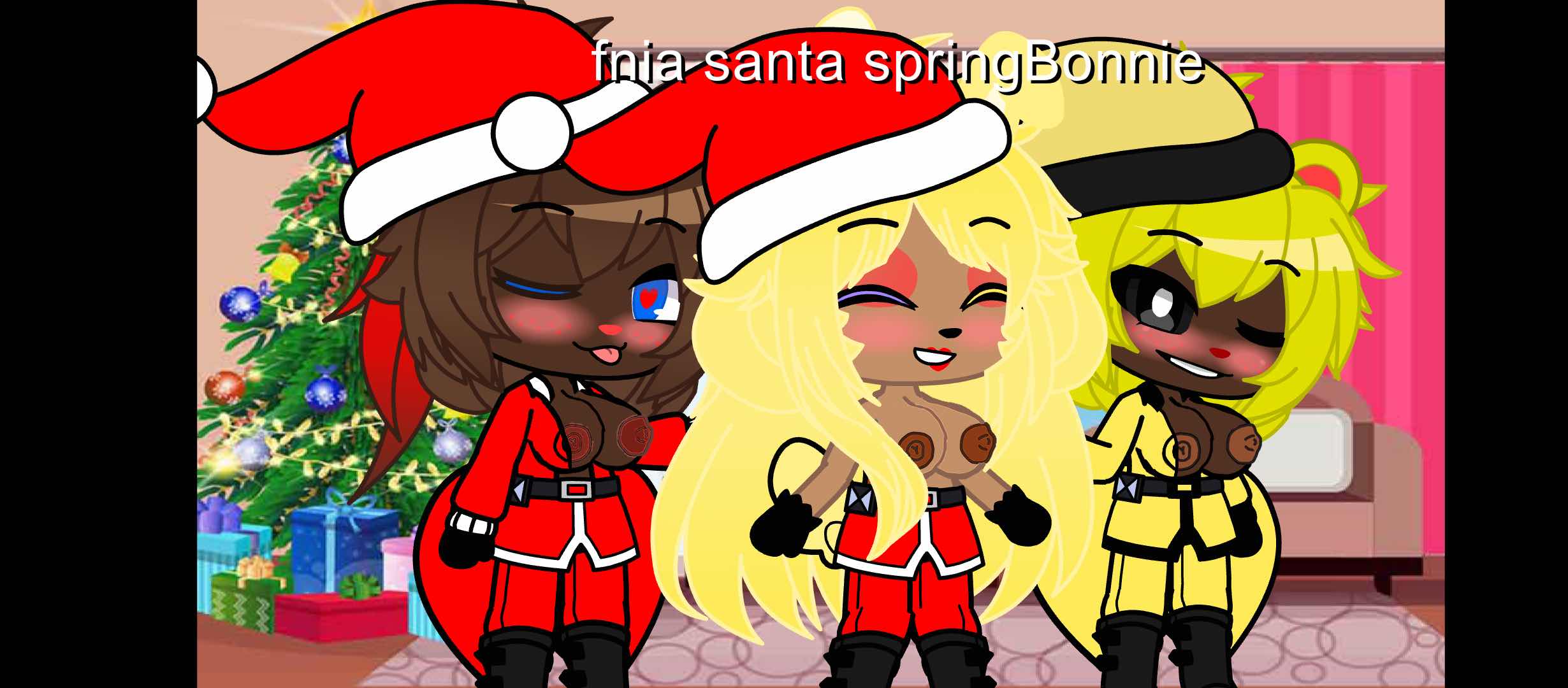 Trio of Santa Claus girls