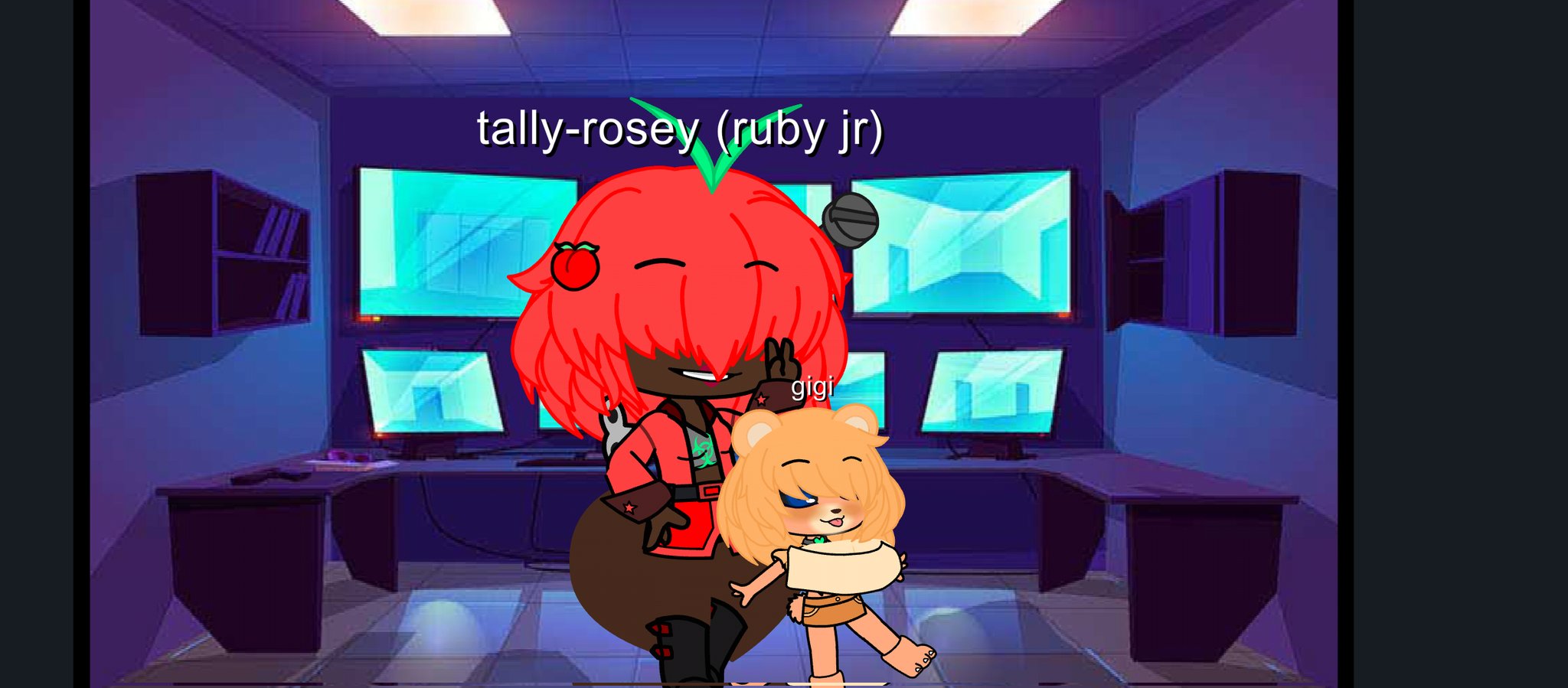 Small red crewmate and her "pet"Guinea pig