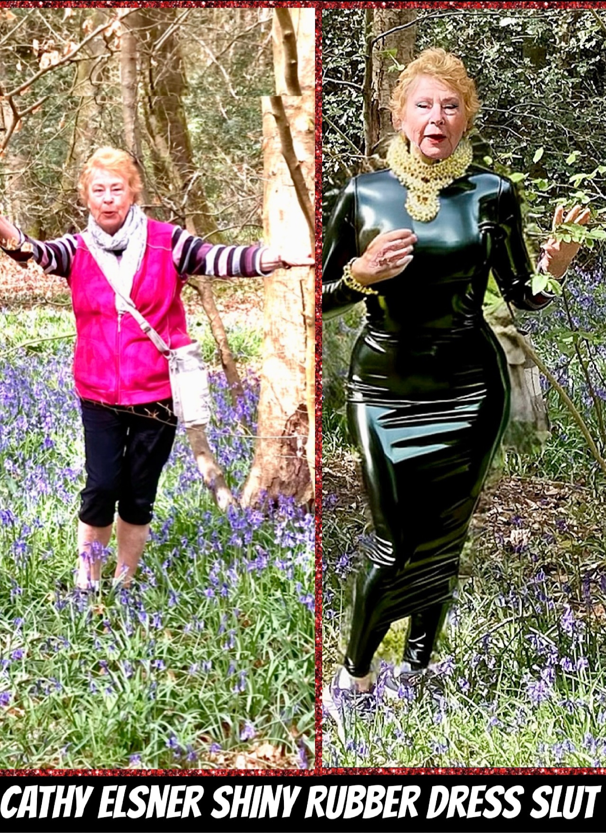 Cathy Cocksucker Slut Granny Outdoors Public Rubber Dress