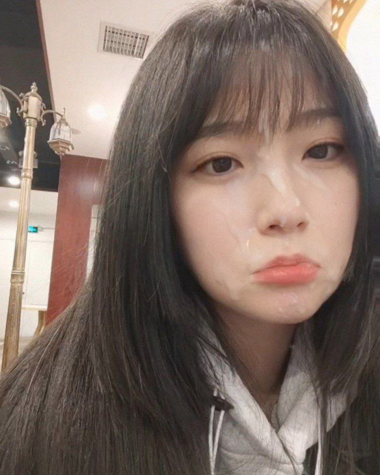 Cute asian girl loves man juice