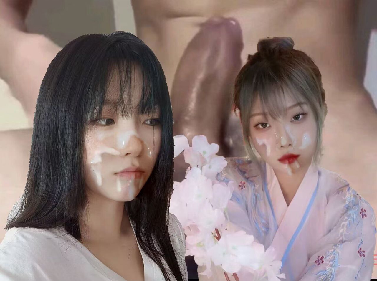 Cute asian girl loves man juice