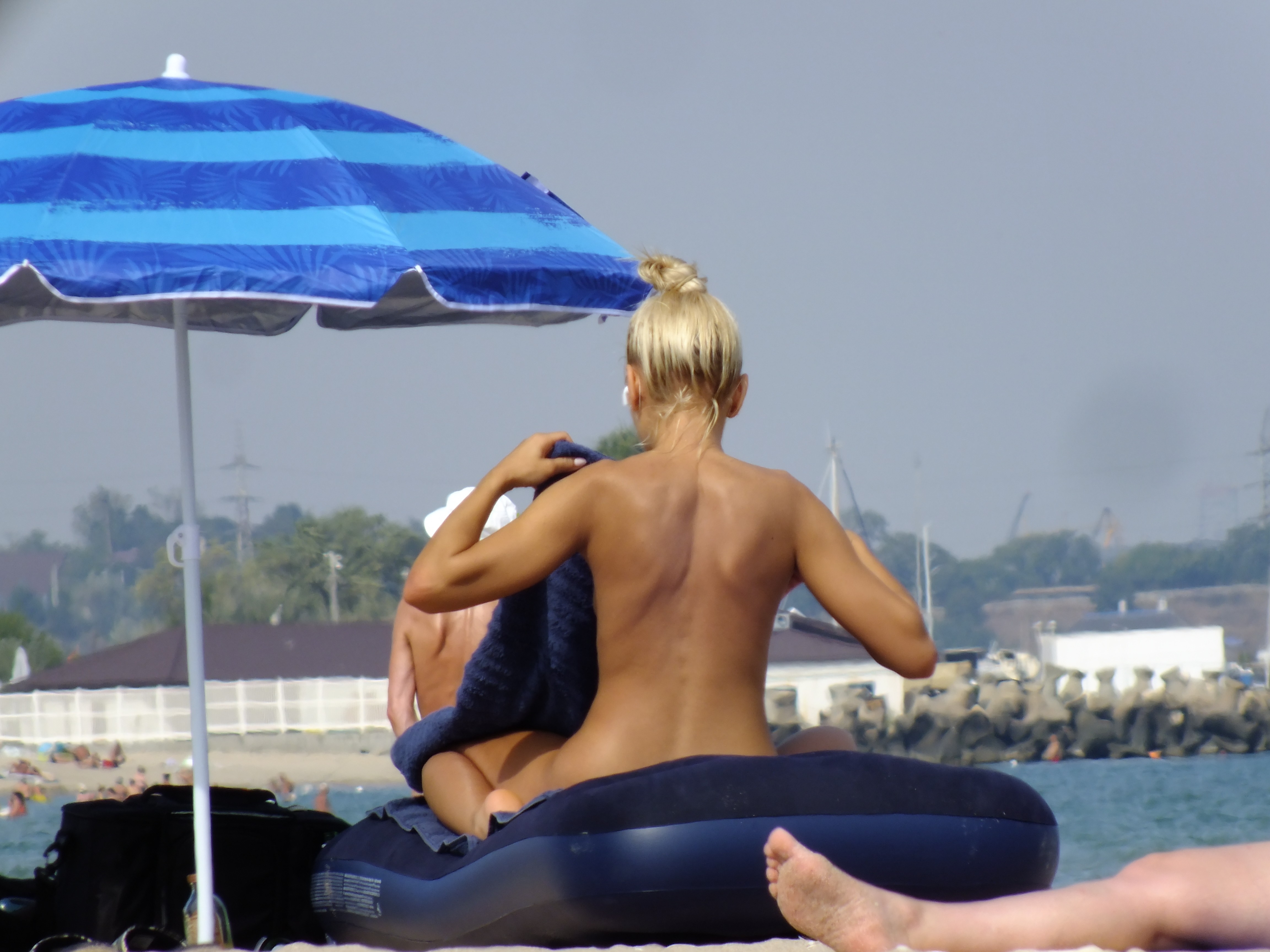 slim blonde at the beach