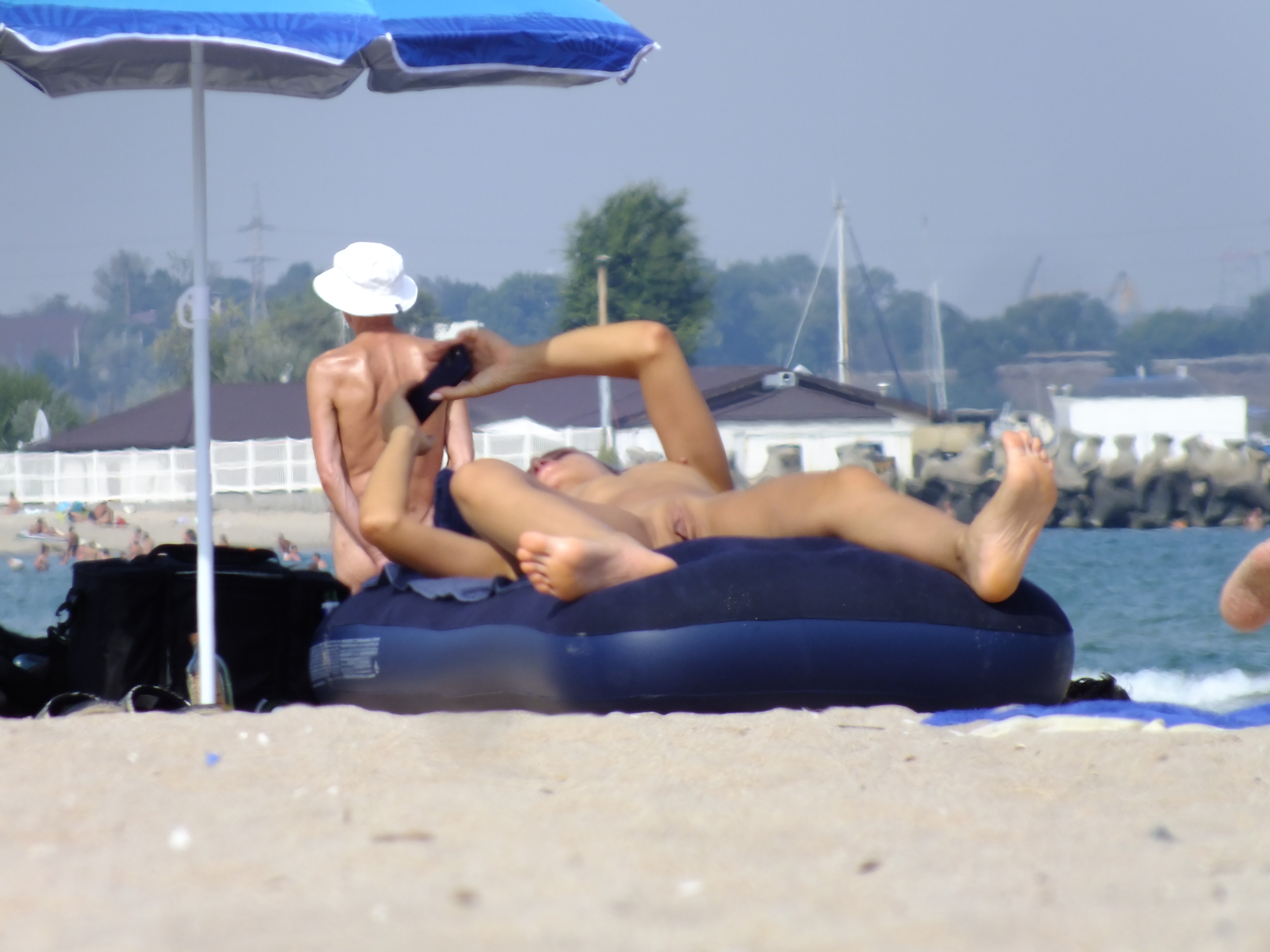 slim blonde at the beach