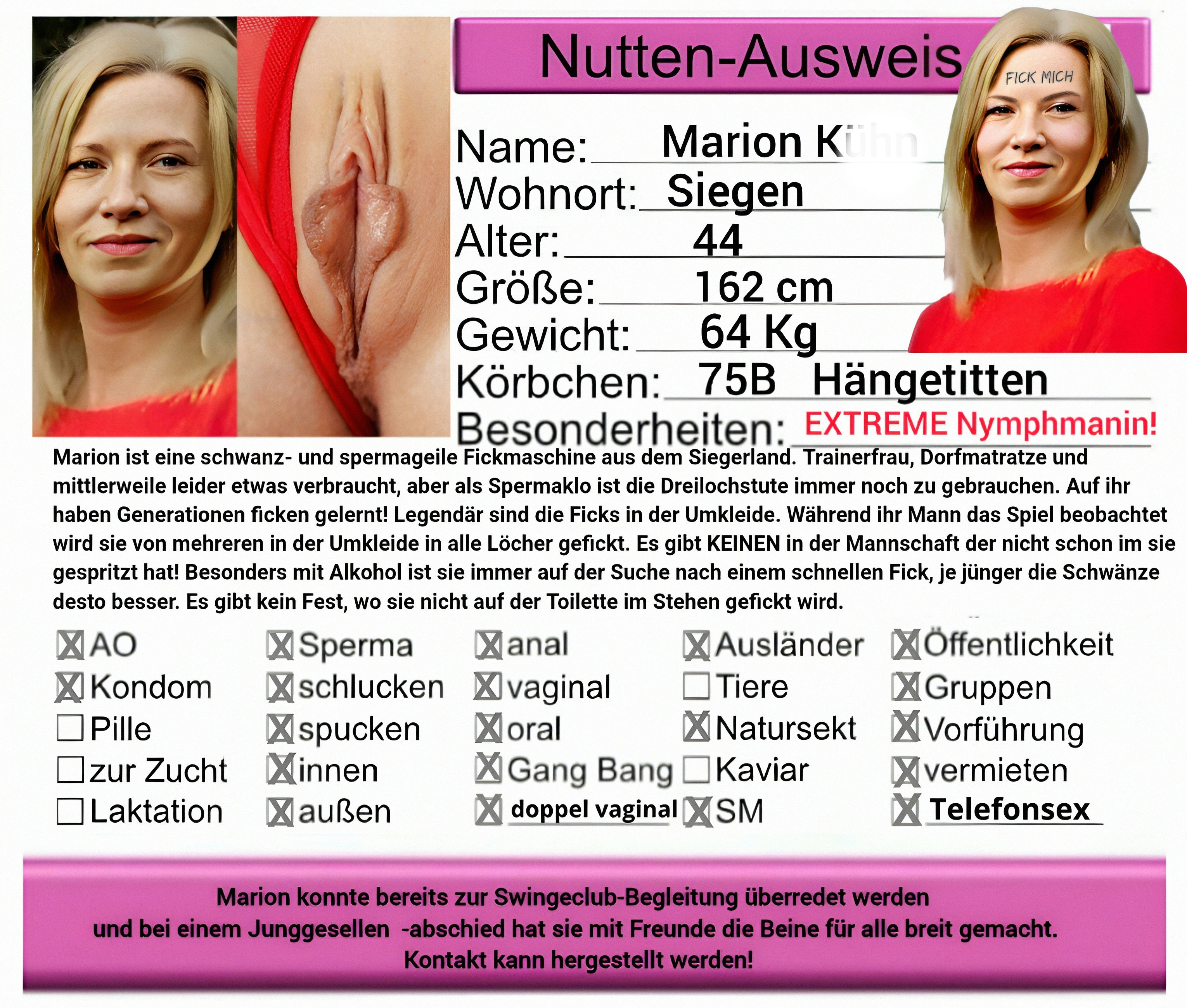 Marion brags that she was fucked by over 500 men