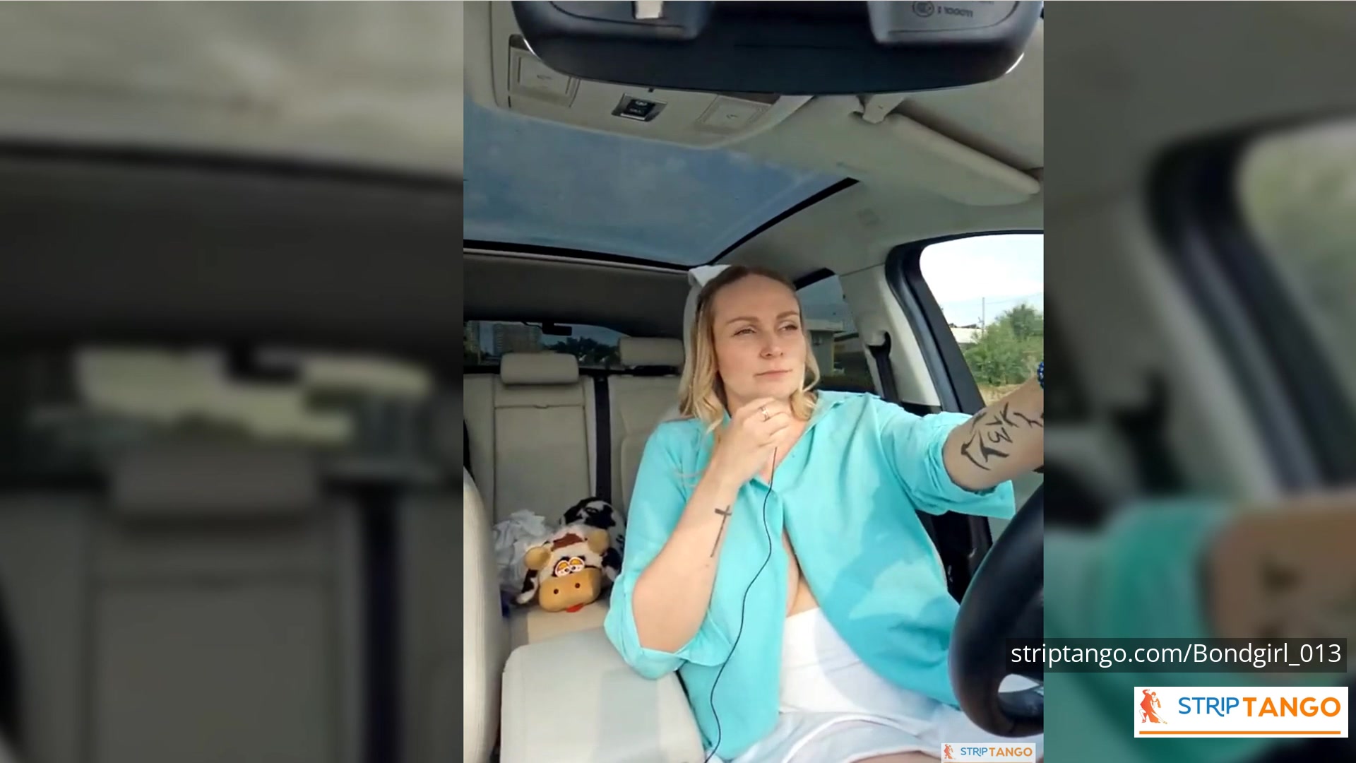 BondGirl Driving Tease – Big Tits, Pussy with Vibrating Toy