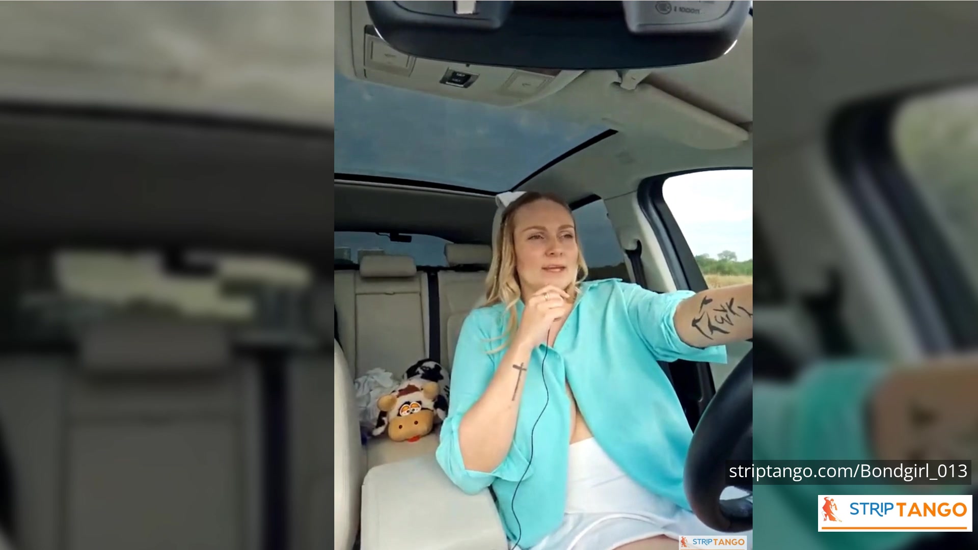 BondGirl Driving Tease – Big Tits, Pussy with Vibrating Toy