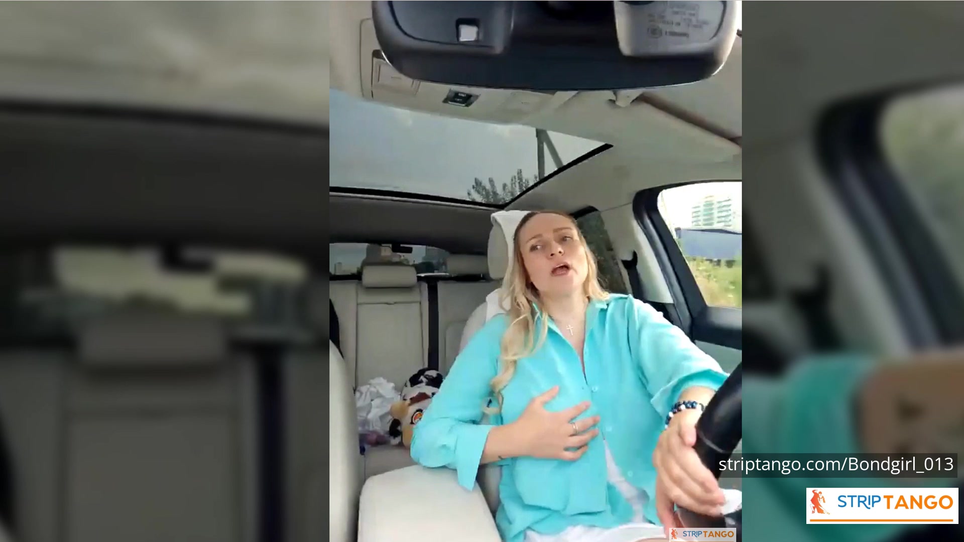 BondGirl Driving Tease – Big Tits, Pussy with Vibrating Toy