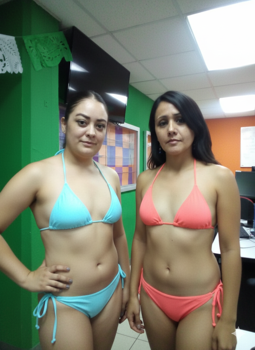 Luciendo bikini en la oficina
