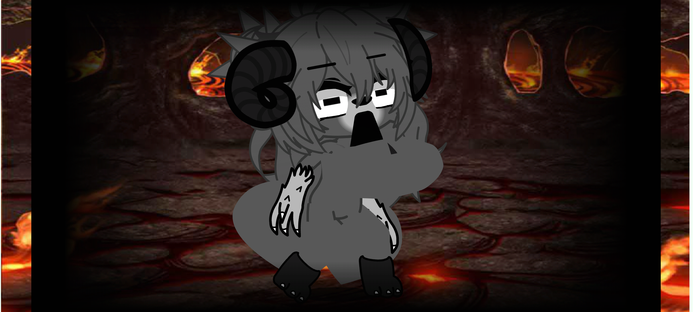 Monster ram or goat demon girl but extra thick