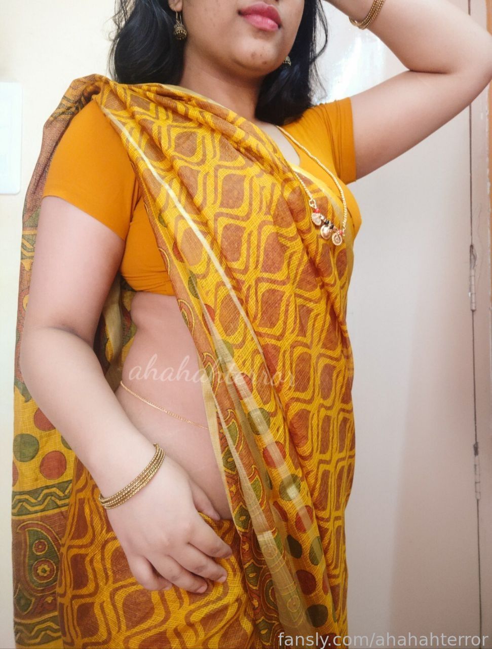 Unsatisfied married wife in yellow saree