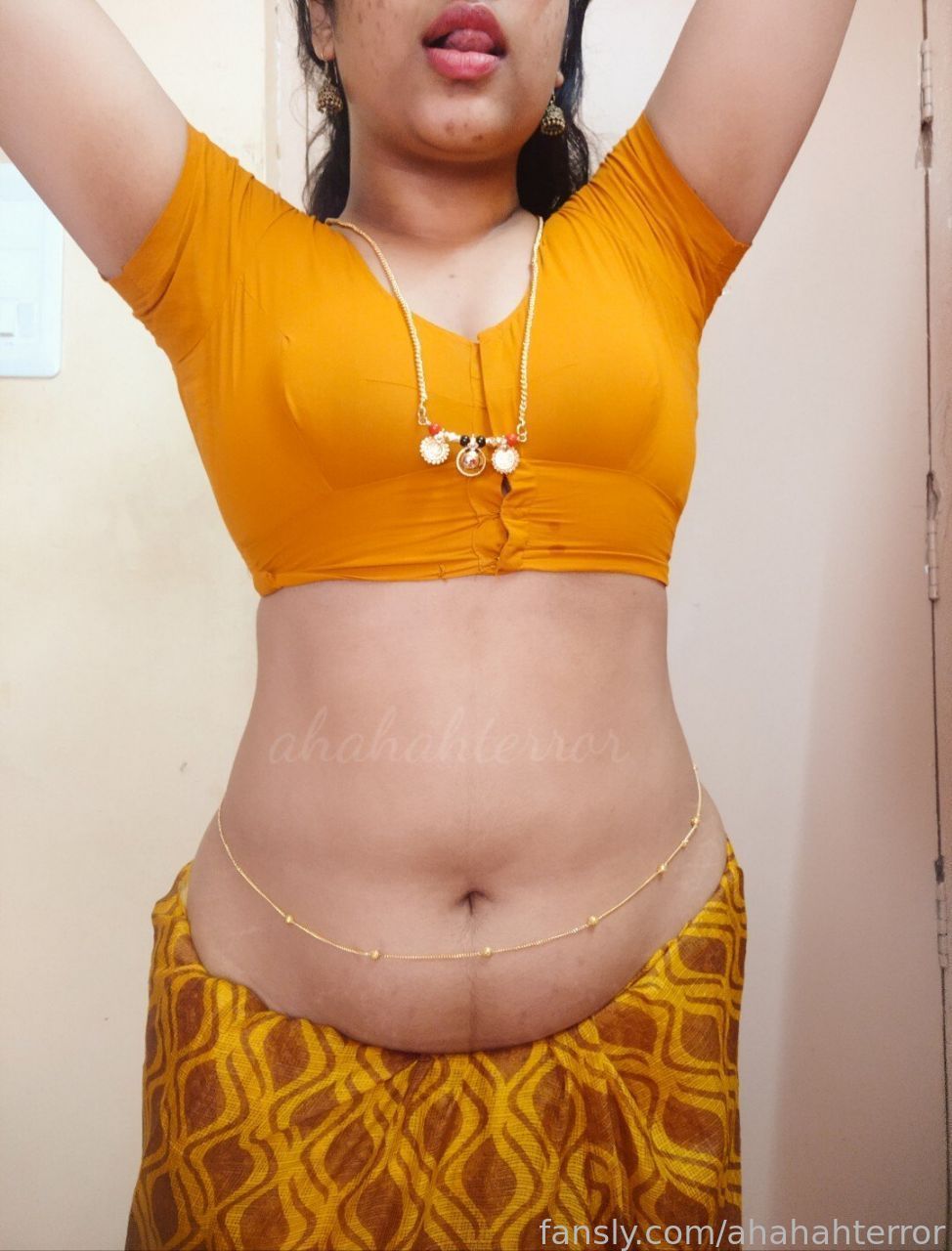 Unsatisfied married wife in yellow saree