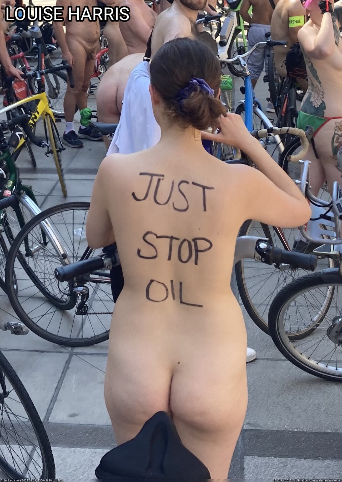 Singer and Activist Louise Harris nude in public