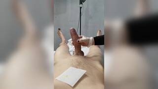 Man Cums twice on his Esthetician while she Wax him